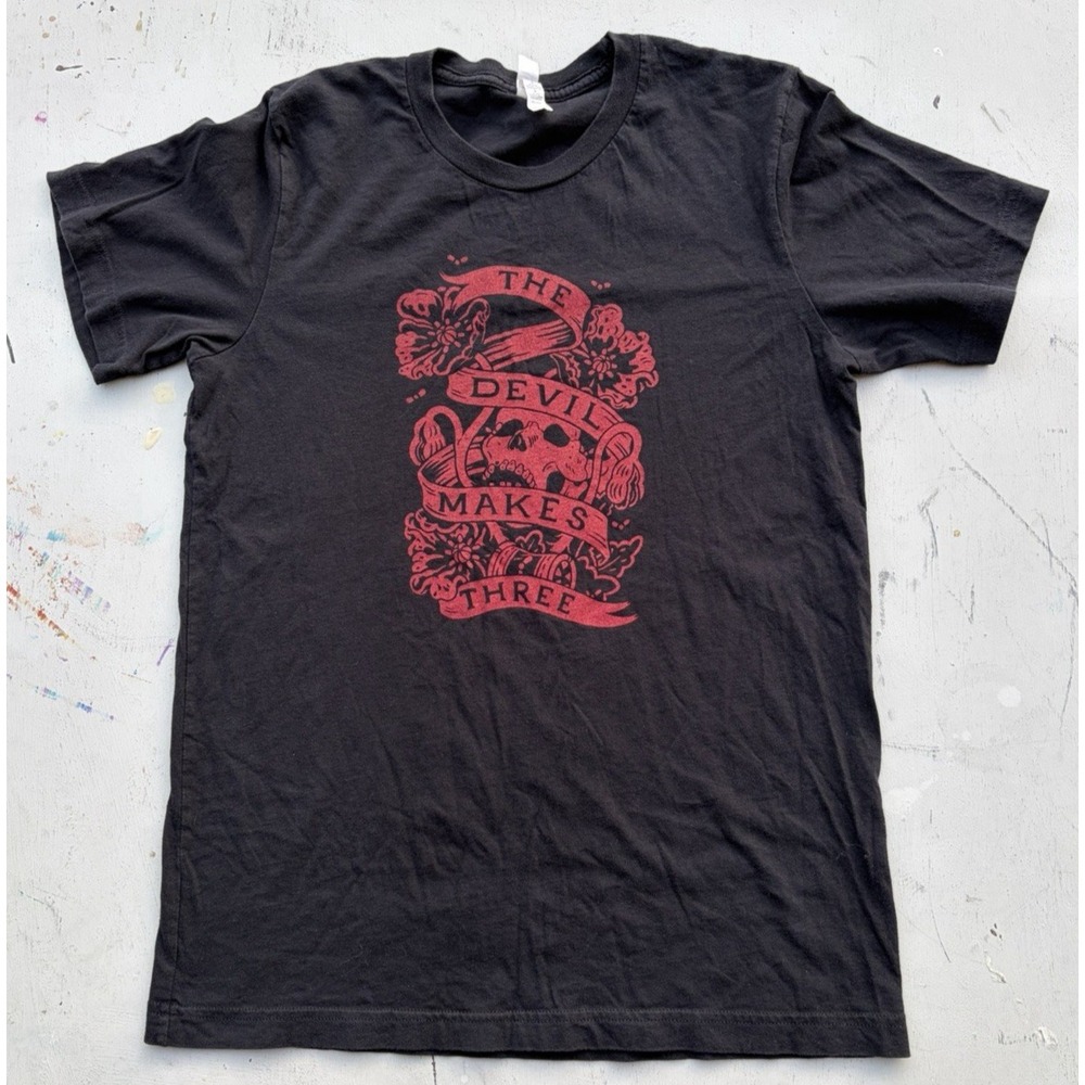 Men's The Devil Makes Three T-Shirt Black Spell-Out M Rock Punk Rockabilly Band